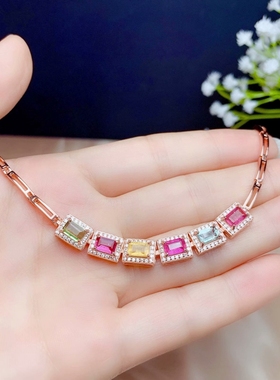 裸石长方形手链碧玺水晶空托