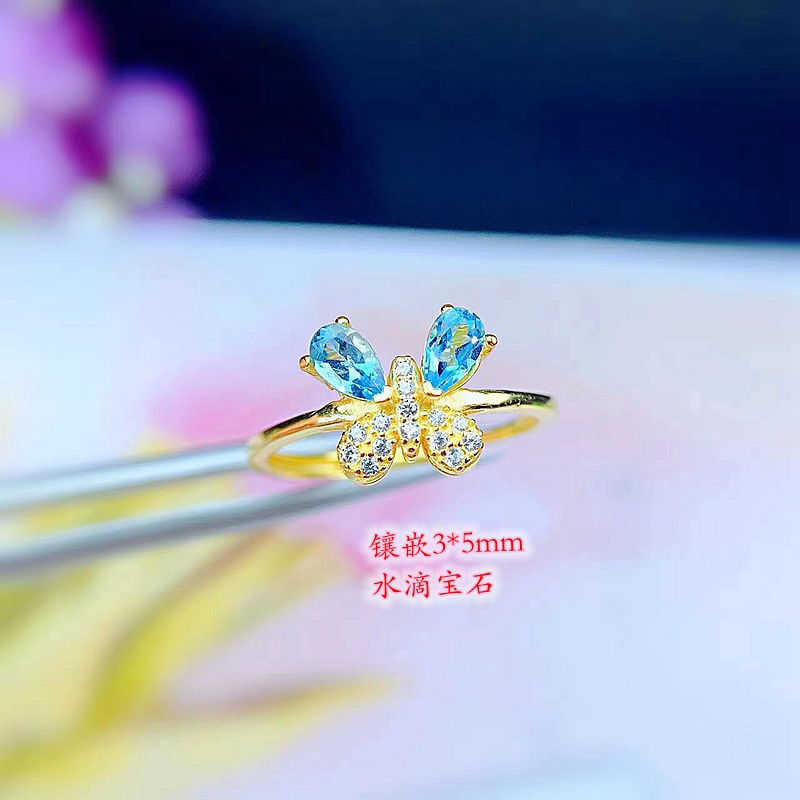 女纯银戒指银空托蝴蝶气质名媛风