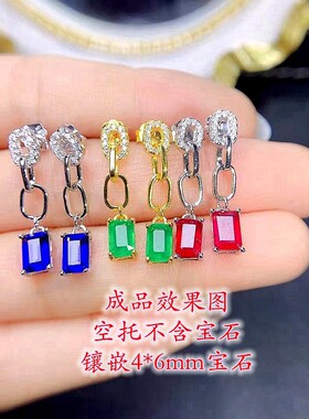 纯银女耳钉耳饰银空托