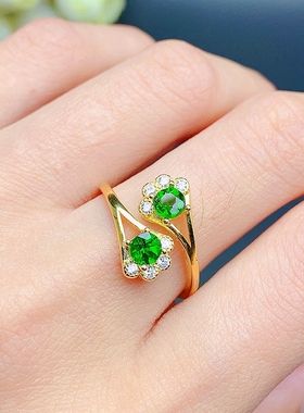 时尚风百搭裸石戒指银空托圆4*4