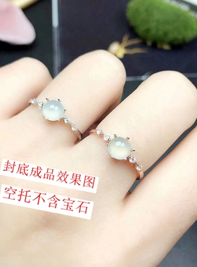 戒指空托圆6mmS925封底指环