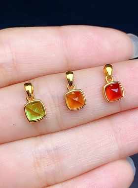 S925纯银方形吊坠空托百搭通勤款