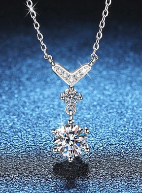 S925银D色一克拉莫桑石锁骨链