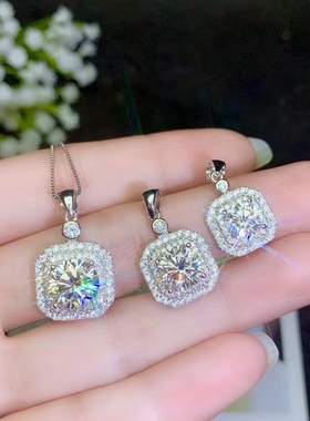 8圆9mm可镶嵌莫桑钻3克拉吊坠