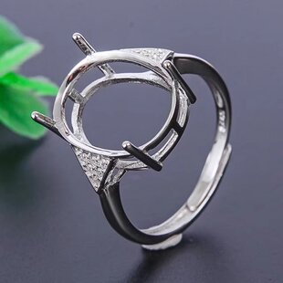 S925银女款戒指空托大尺寸10*13 11*14来石免费镶嵌幽灵蜜蜡琥珀