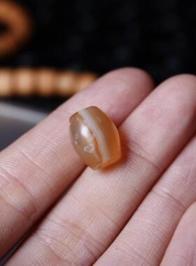 三色天然千年河谷一期老玛瑙单珠文玩念珠手串顶珠腰珠一图一物