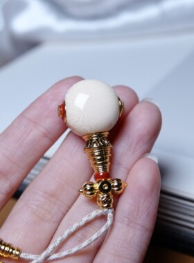 文创手作白色树脂三通佛头配件分体银镀金佛塔弟子珠隔片念珠百搭