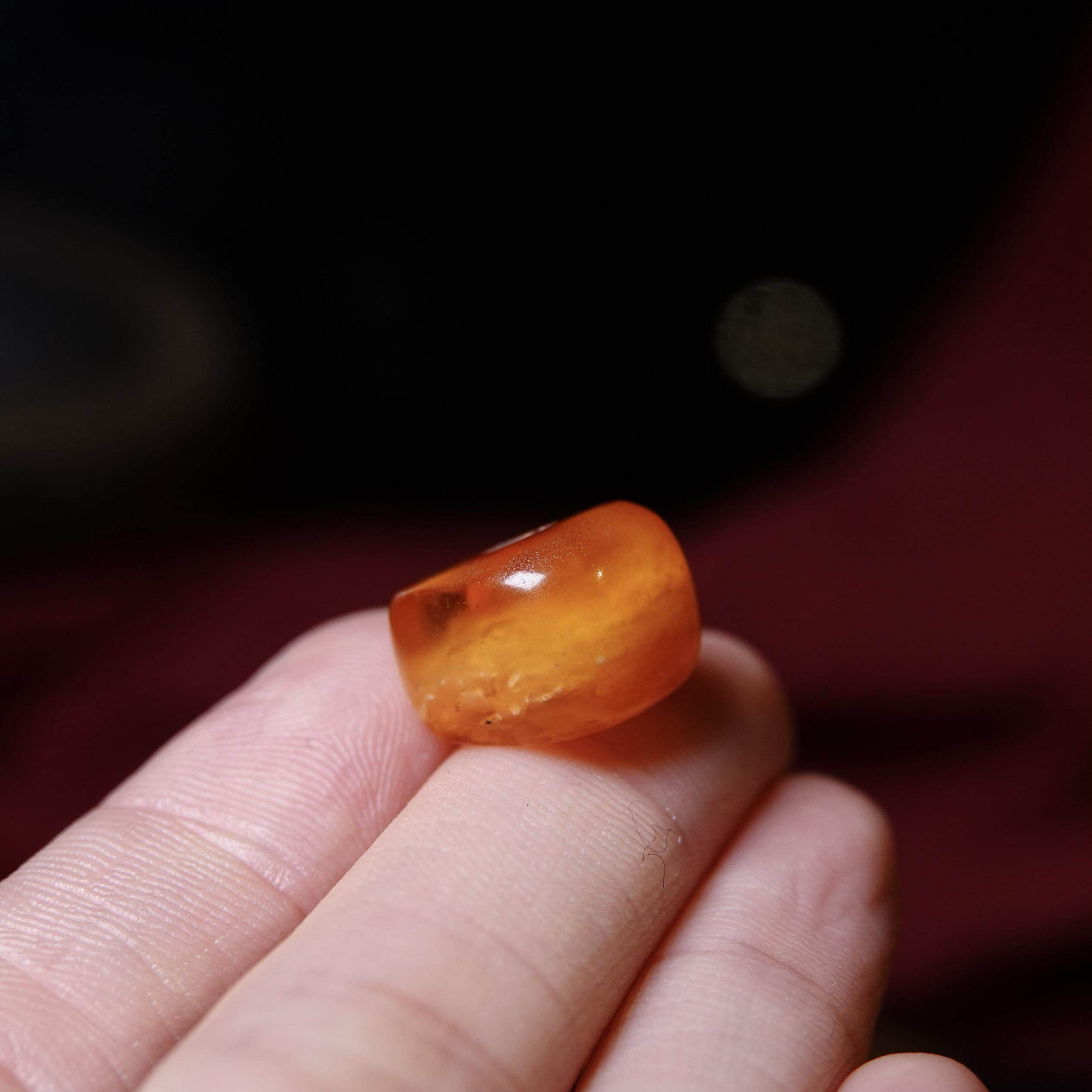天然老藏蜡方珠半珀半蜜孔道水亮藏式原生态DIY念珠手串顶珠配珠