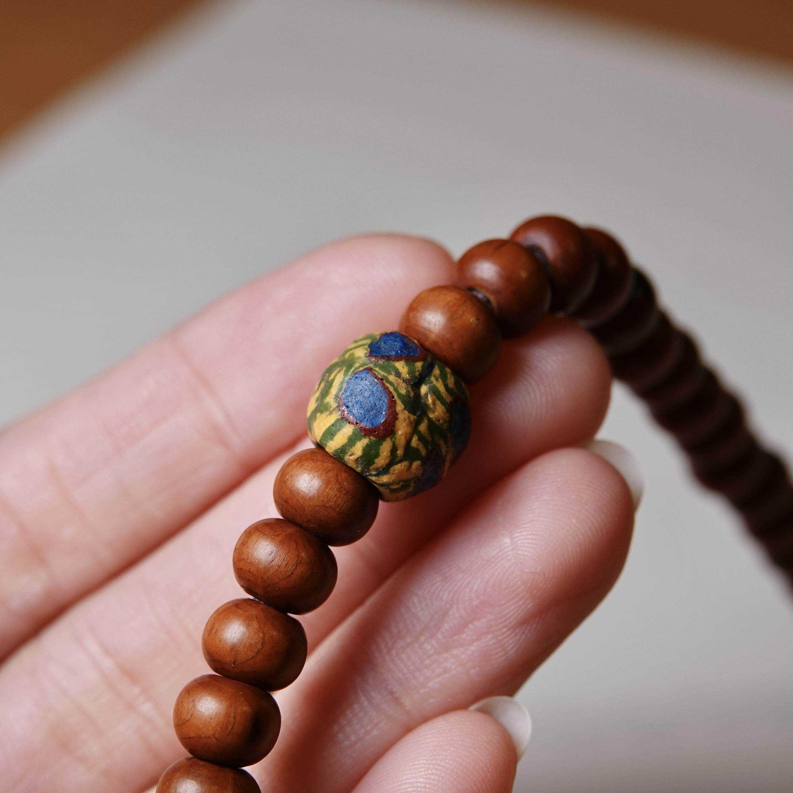 千年波斯开门老琉璃单珠文玩纯手工DIY念珠手串顶珠腰珠一图一物