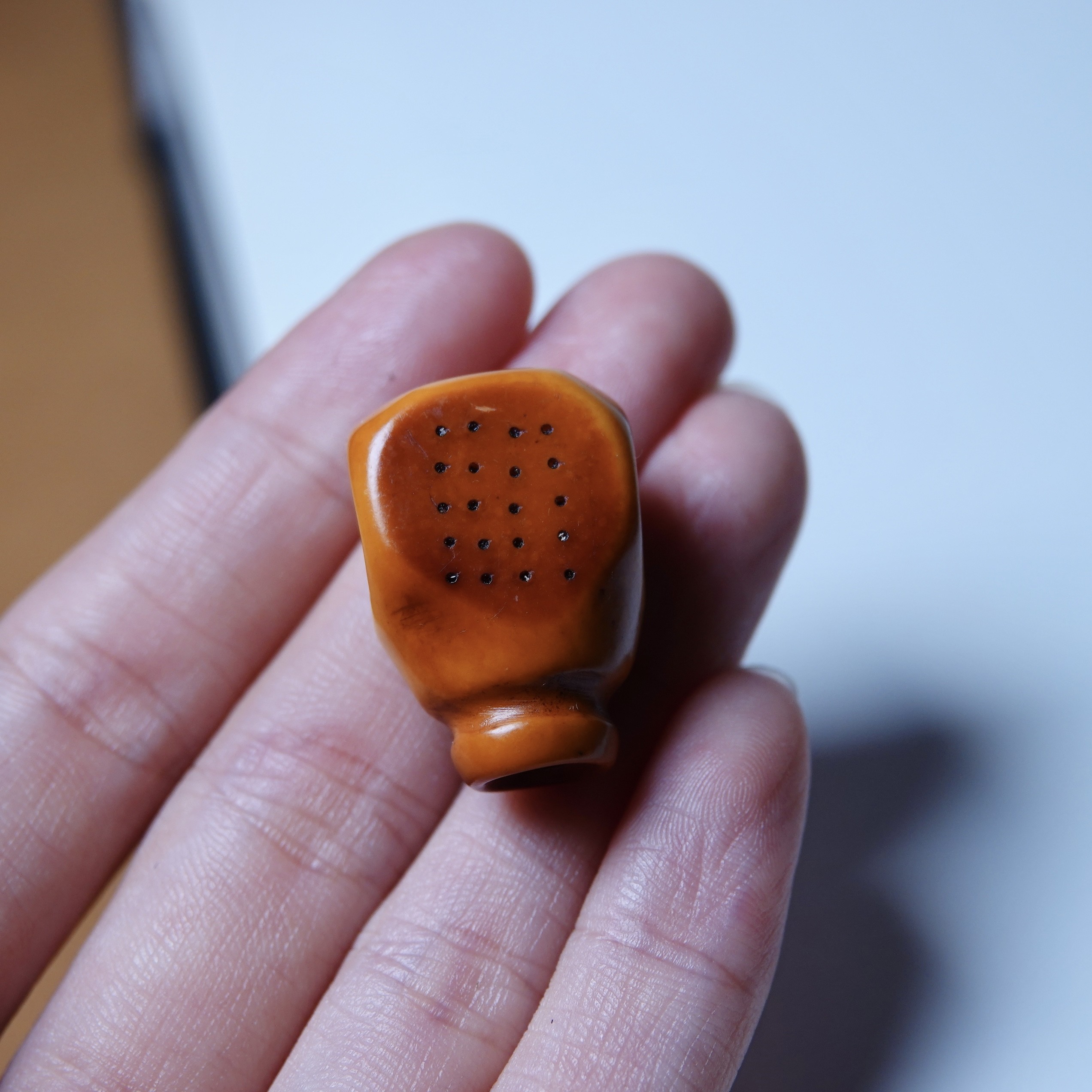 黄色密胺料器一体式三通佛头配件文玩纯手工DIY佛珠束尾一物一图