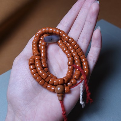 牧区原生态老曲扎佛珠玻璃底全品文玩纯手工DIY念珠手串随身配饰