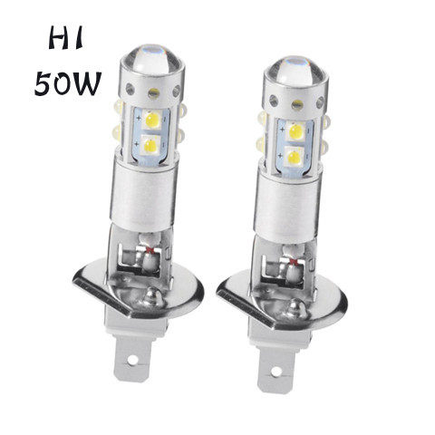 H1H3高亮LED汽车大灯80W50W100W远近光圆体透镜聚光12V24V通用