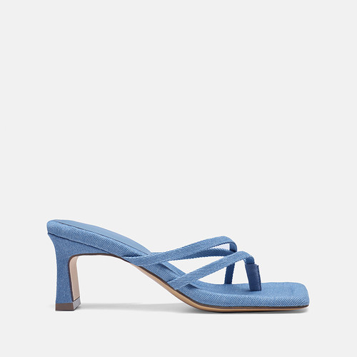 ZABATANA蓝色夹脚拖粗跟高跟鞋