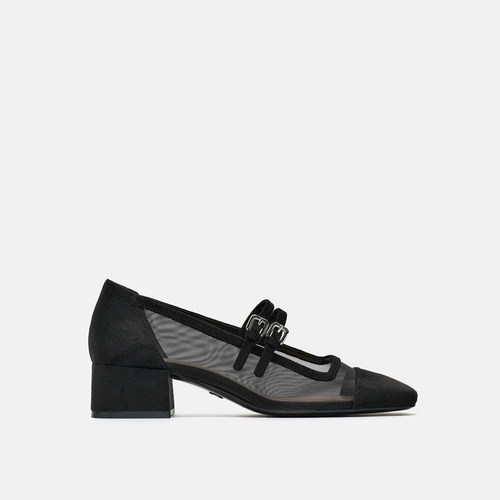 ZABA TANA 2025夏季新款方头网面女鞋玛丽珍小香风粗跟单鞋网纱鞋