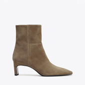 ZABA TANA 2025欧美秋冬女靴反绒皮直筒靴高跟猫跟靴子粗跟女短靴