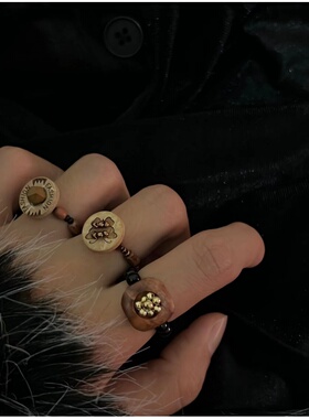 百搭捷克珠琉璃木质串珠戒指