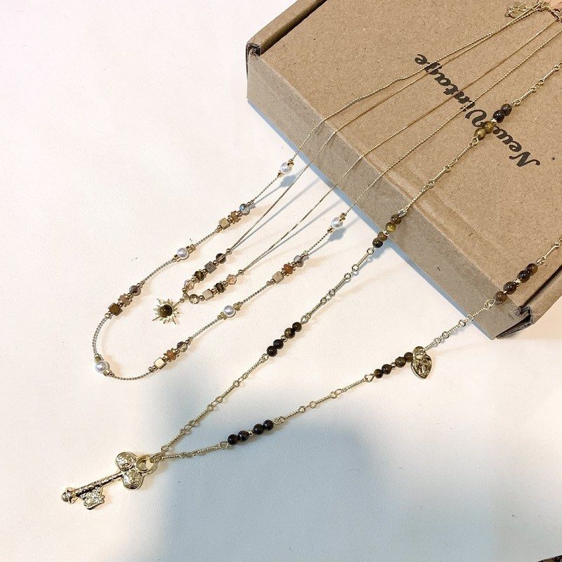 重工小众天然虎眼石珍珠串珠项链系列高级感轻奢叠戴锁骨毛衣链