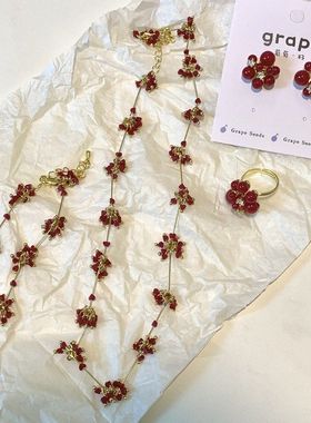 独特烟花红色珠子新年过年耳环秋冬轻奢高级感2025新款爆款耳钉女