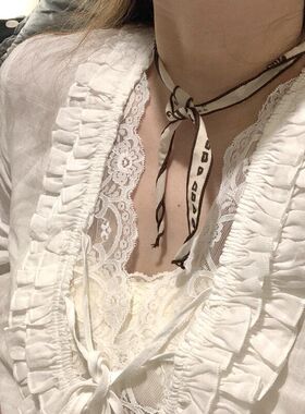 2025新款咖色腰花果丝巾项链女独特设计感围脖毛衣链简约气质配饰