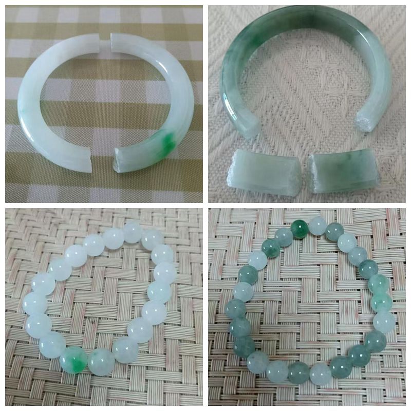 断玉手镯加工定制玉圆珠翡翠玉石原料加工圆珠子手链抛光玉佩挂件