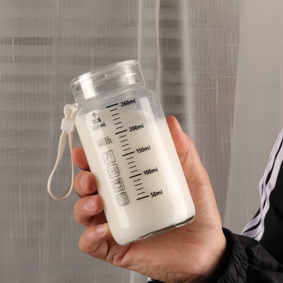 玻璃杯带盖牛奶杯家用微波水杯子泡茶杯咖啡杯办公室便携豆浆杯