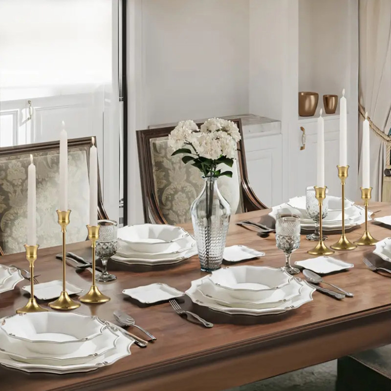 3件套金属轻奢烛台架圣诞节情人节约会拍照浪漫烛光晚餐蜡烛台