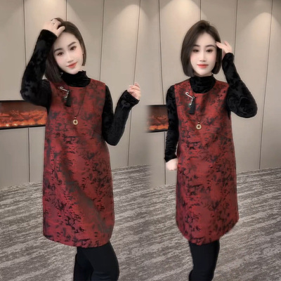 新中式国风中长款马甲裙