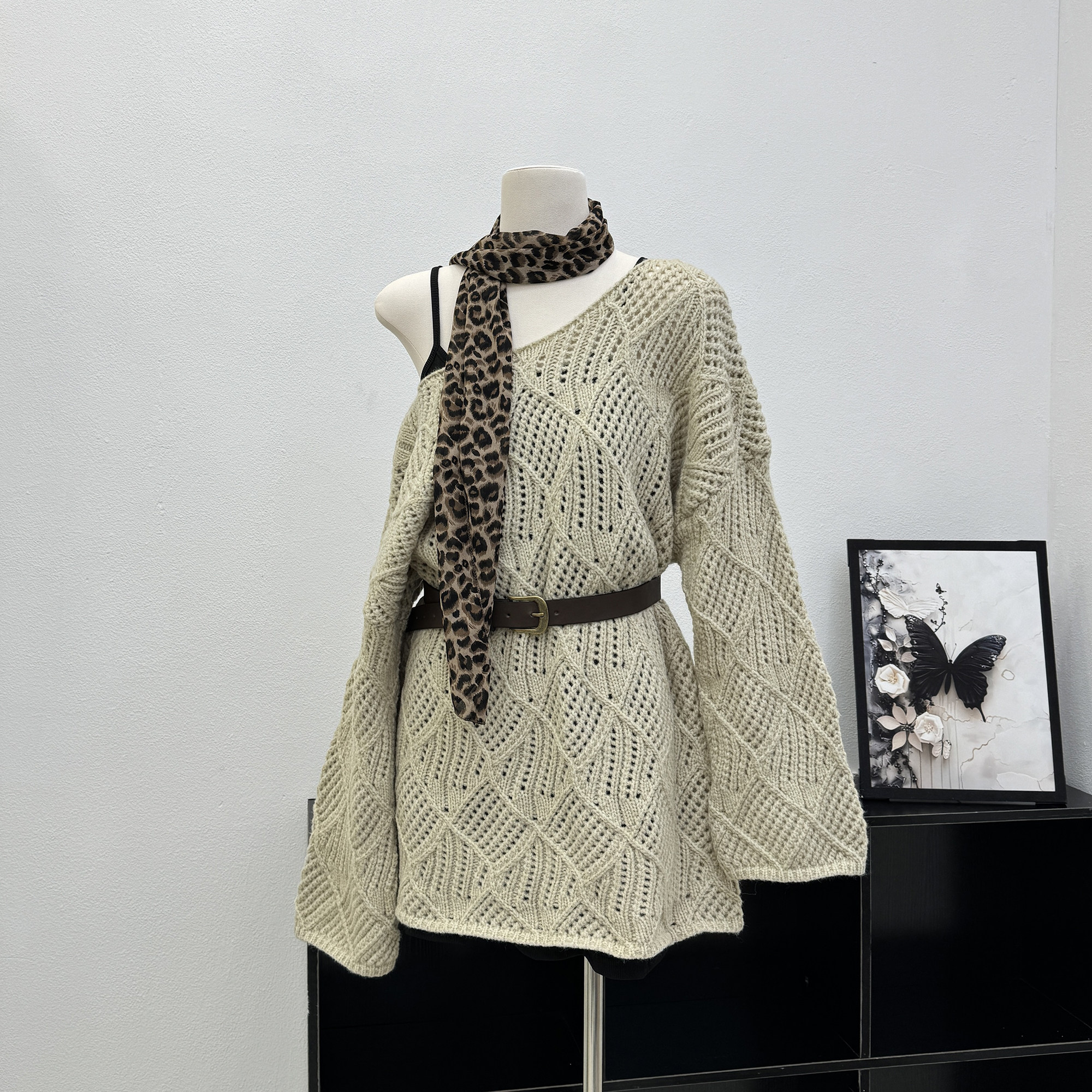 2025秋季新款韩系时尚设计感宽松慵懒风中长款镂空套头长袖毛衣女,女装/女士精品,毛衣,淘宝优惠券,粉丝福利购,淘宝优惠卷