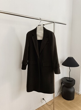 通勤直筒西装领毛呢大衣女中长款