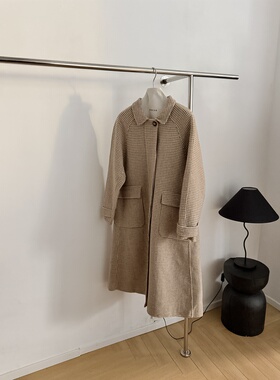 韩国高级感千鸟格双面呢大衣女中长款