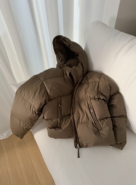 韩国BY MIN 连帽短款羽绒服女冬季新款宽松加厚保暖面包服外套