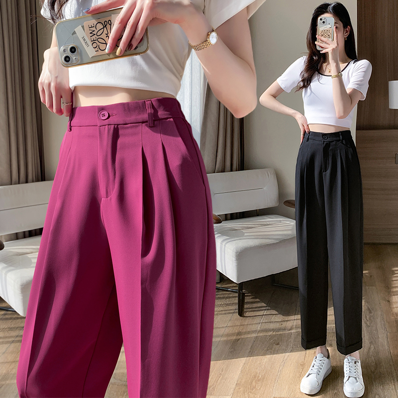 火龙果树莓色哈伦职业西裤小个子