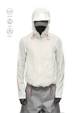 BEVAN UP|UPF100+* 弧形剪裁微透红线撞色防晒短款皮肤衣