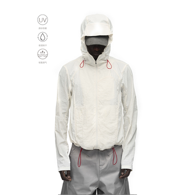 BEVAN UP|UPF100+* 弧形剪裁微透红线撞色防晒短款皮肤衣