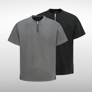 Chamois Tee 麂皮轻奢感哑光 BEVAN 短廓形拉链短袖