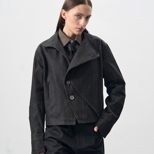 BEVANUP短款夹克廓形磁吸纽扣