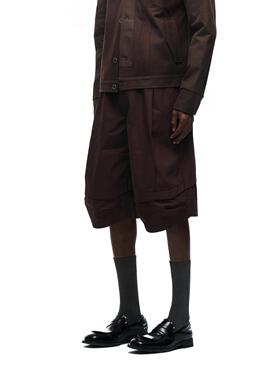 BEVAN UP|Arc curve*日晒棕 防泼打褶弧度拼色七分短裤