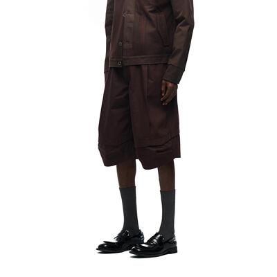 BEVAN UP|Arc curve*日晒棕 防泼打褶弧度拼色七分短裤