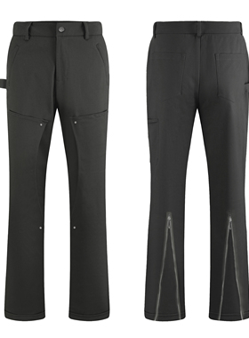 BEVAN UP丨Stick Cloth Trousers* 高密立裁镂空贴布微喇长裤