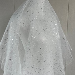 婚纱礼服网纱布婚庆摄影背景香槟色酒红烫金亮片网纱头纱硬纱白色