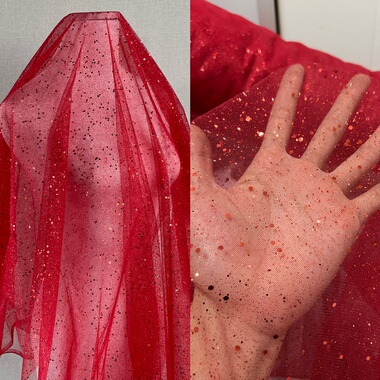 大红色网头纱硬纱舞台装饰婚庆头纱拍摄道具婚礼diy手工闪闪发亮