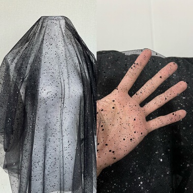 舞台装饰DIY网纱婚庆摄影背景墙装饰烫金亮片网纱头纱硬纱黑色纱