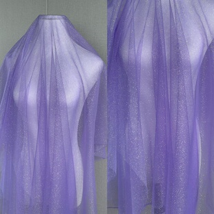 紫色网纱细闪纱烫金纱婚纱布料婚庆铁艺纱幔网纱diy手工婚礼头纱