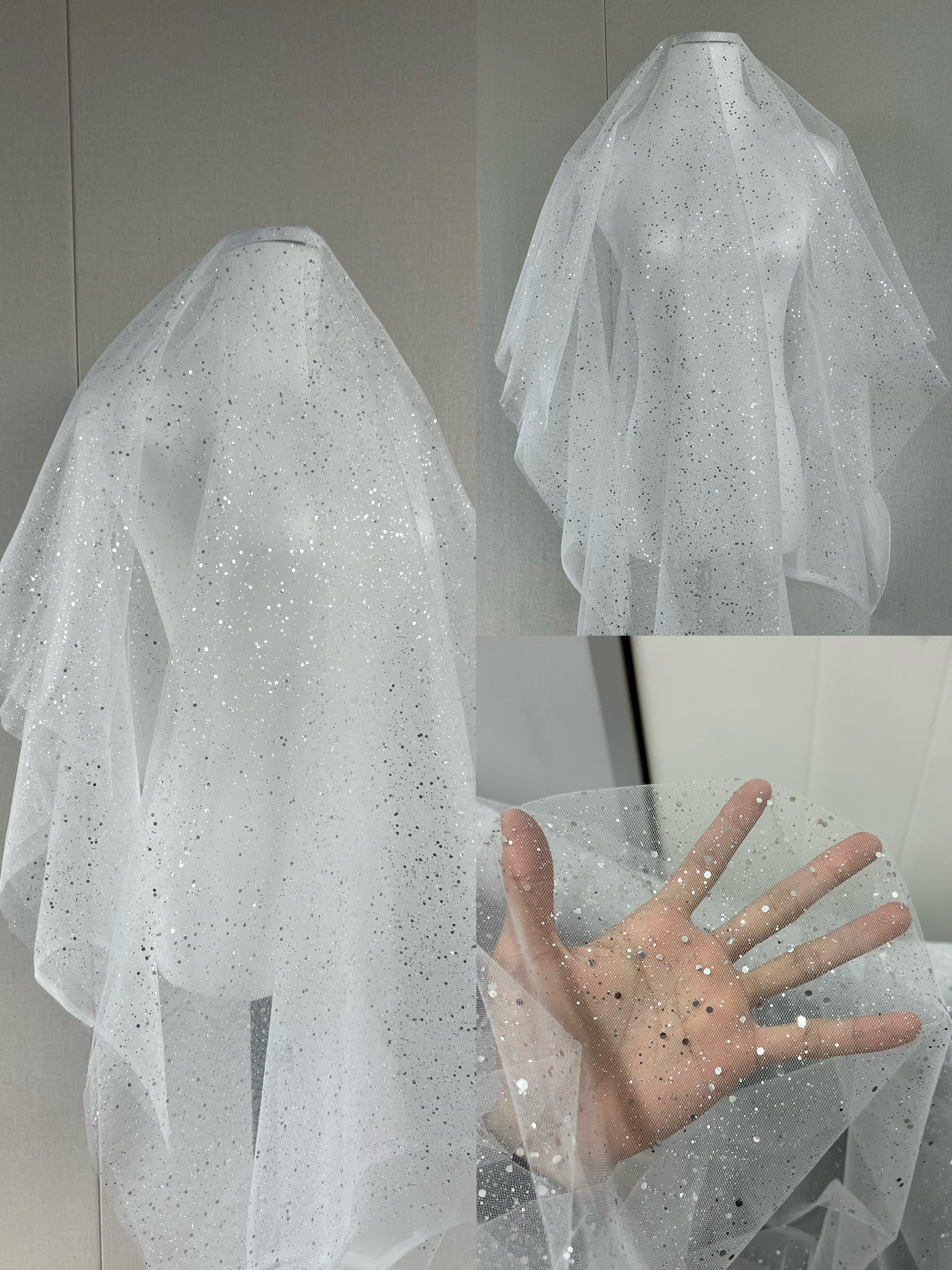 婚纱礼服网纱布婚庆摄影背景香槟色酒红烫金亮片网纱头纱硬纱白色