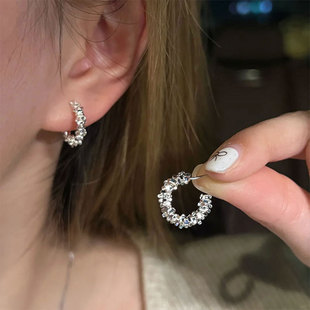 碎银子耳钉女2025新款 高级感耳饰气质小众轻奢耳环养耳洞耳圈 爆款