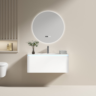 北欧现代简约实木浴室柜卫生间一体洗手盆柜组合洗脸盆洗漱台面盆