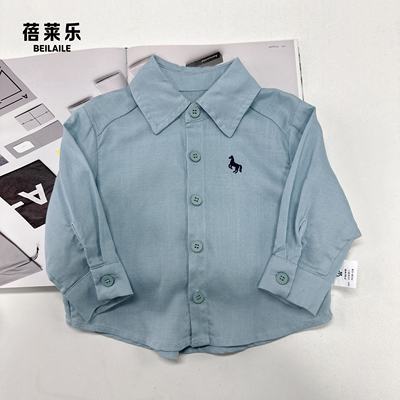 【亚麻绣花衬衫】宝宝衬衣春季男女童外套儿童打底衫外套长袖C20