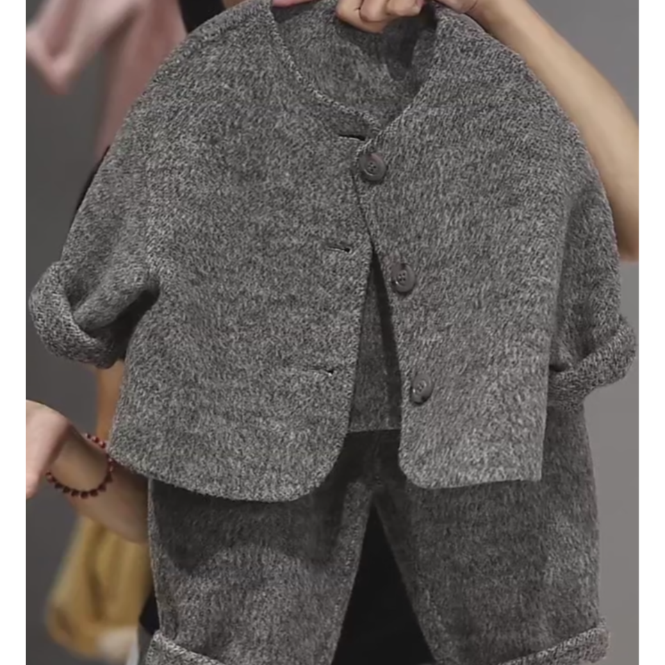 【呢大衣套装 小乐妈咪】男女童呢大衣裤子两件套儿童洋气秋冬套