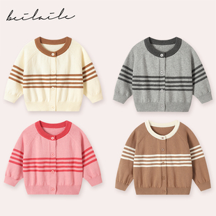 【运动条纹毛衣】周岁婴儿上衣服春秋装百日外出外宝宝毛衣