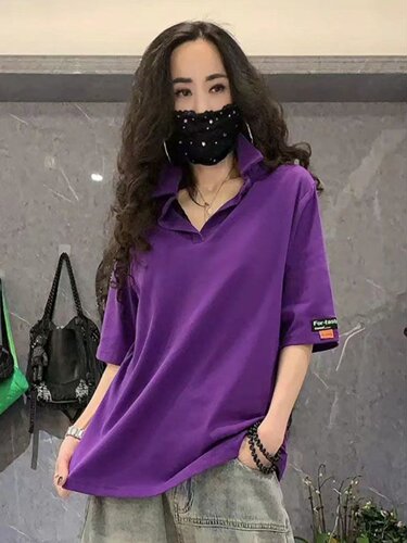欧洲站POLO领潮流女宽松显瘦短袖T恤女夏季半袖时尚纯棉宽松上衣